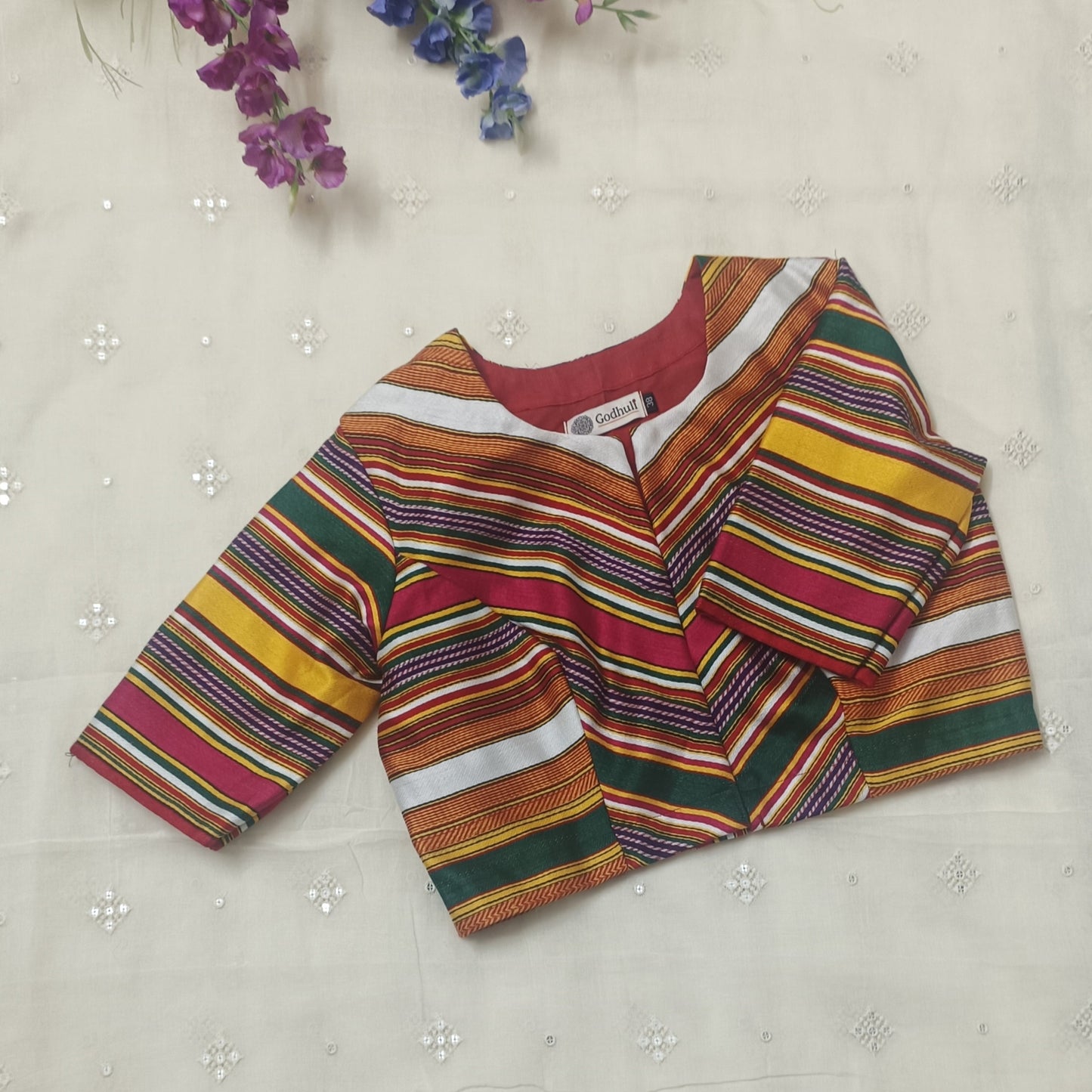 Buy Rani Green Multicoloured Gaji Silk Blouse | Godhuli