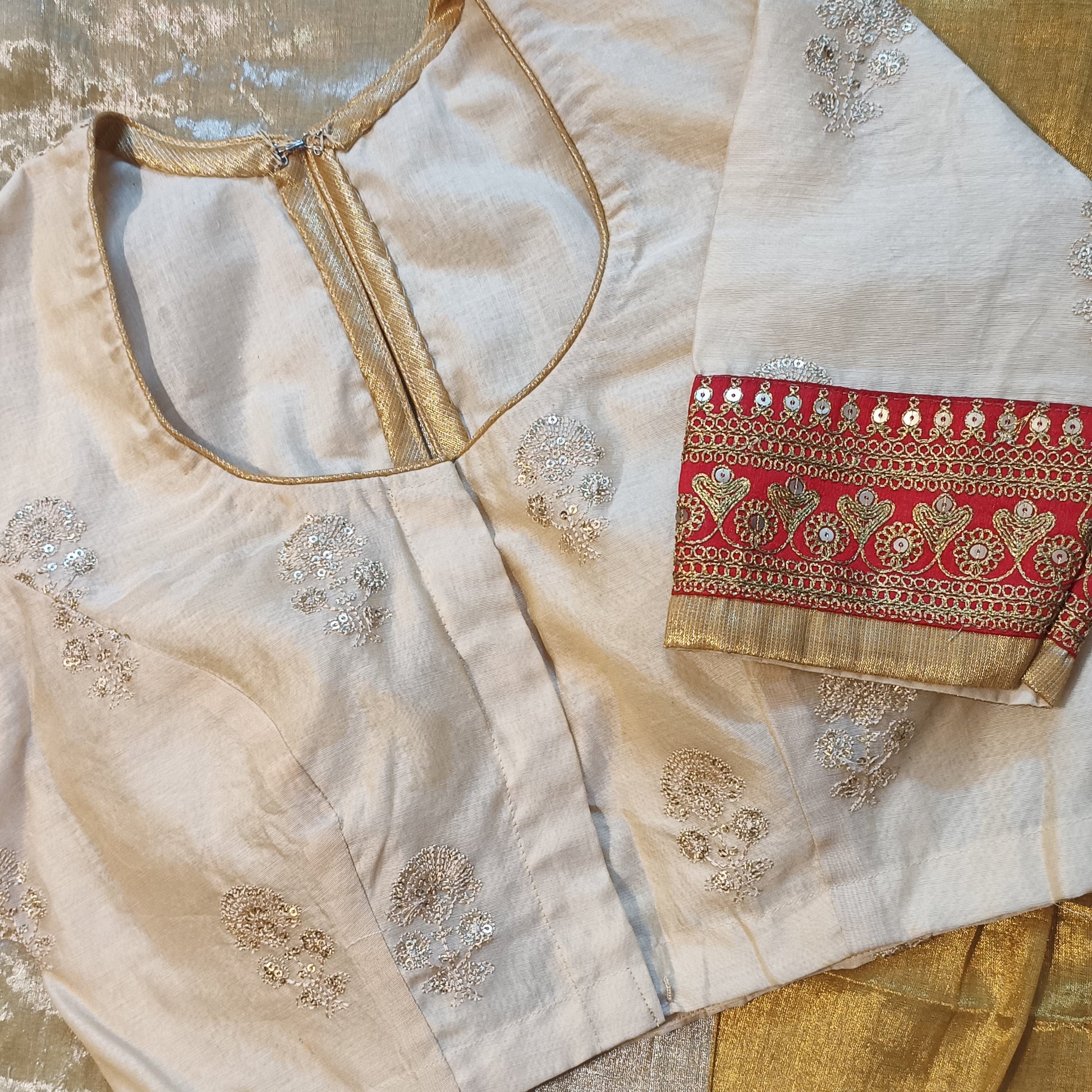  Cream Chanderi Zari Work Blouse
