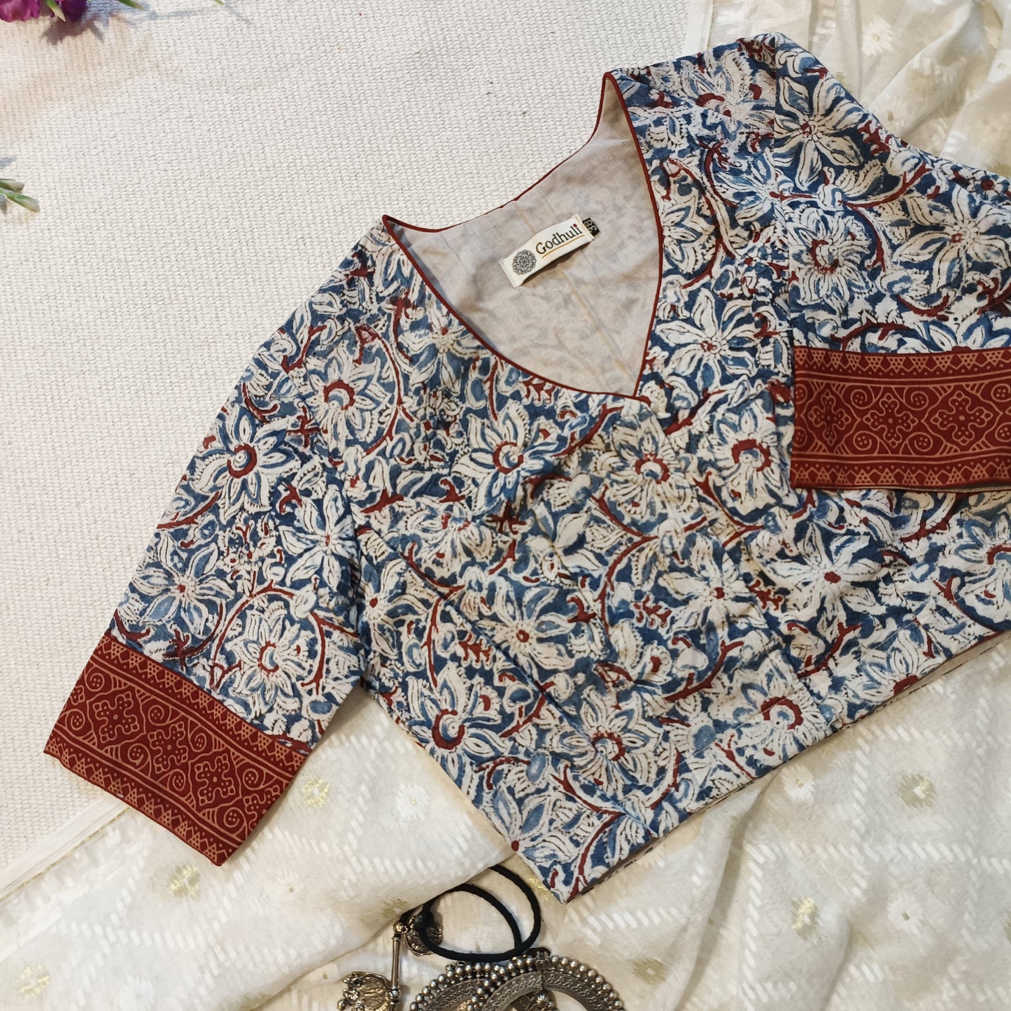 Indigo Blue Kalamkari Blouse