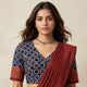 Indigo Maroon Mughal Print Ajrakh Readymade Blouse | Godhuli