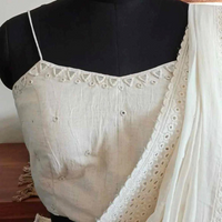Buy Ivory Backless Spaghetti Mirrorwork Blouse Combo | Perfect for B2B Orders