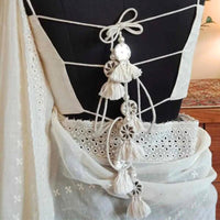 Ivory Backless Spaghetti Mirrorwork Readymade Blouse | Godhuli
