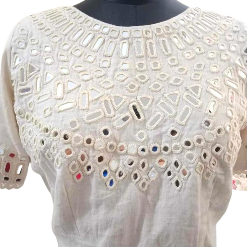 Buy Ivory Blouse with Hand Embroidered Mirror Work Blouse Combo | Perfect for B2B Orders