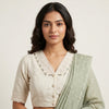 Ivory Crop Top Readymade Blouse with Mirror Work | Godhuli