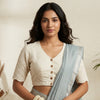 Ivory Embroidered Readymade Blouse with Cutwork Sleeves | Godhuli