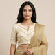 Ivory Golden Stripes Readymade Blouse | Godhuli