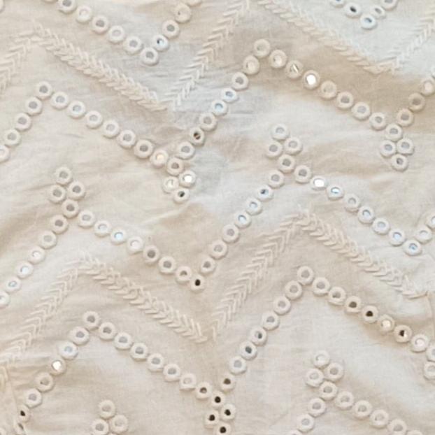 Ivory Mirrorwork Readymade Blouse with Puff Sleeves | Godhuli