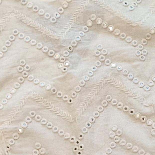 Ivory Mirrorwork Readymade Blouse with Puff Sleeves