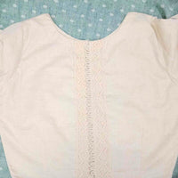 Ivory Readymade Blouse with Hand Embroidered Mirror Work | Godhuli