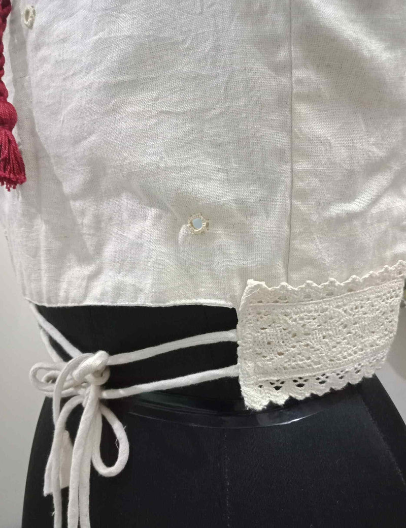 Ivory Readymade Blouse with Mirror Work-Lace | Godhuli