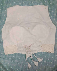 Ivory Readymade Blouse with Mirror Work-Lace | Godhuli