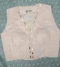 Ivory Readymade Blouse with Mirror Work-Lace | Godhuli