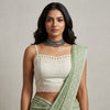Ivory Spaghetti Mirror work Readymade Blouse | Godhuli