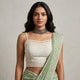 Ivory Spaghetti Mirror work Readymade Blouse | Godhuli