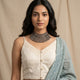 Ivory Spaghetti V-Neck Readymade Blouse | Godhuli