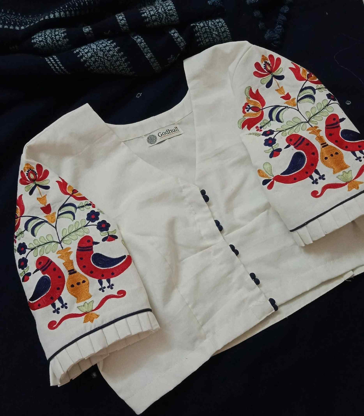 Ivory White Sleeves Readymade Blouse