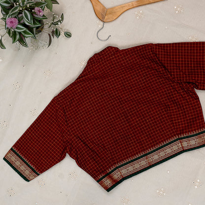 Maroon Two Tone Checkered Blouse