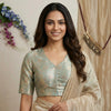 Light Blue Banarasi Brocade Readymade Blouse | Godhuli