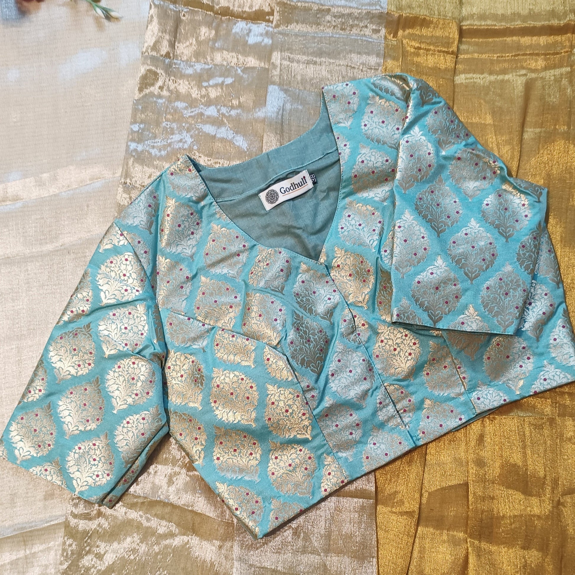 Light Sea Green Banarasi Brocade Blouse