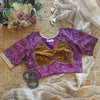 Lilac Purple Gaji Silk Readymade Blouse with Mustard Choli Pattern | Godhuli