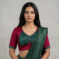Magenta Green Gaji Silk Choli Pattern Readymade Blouse | Godhuli