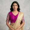 Magenta Pink Patola Sleeves Readymade Blouse | Godhuli