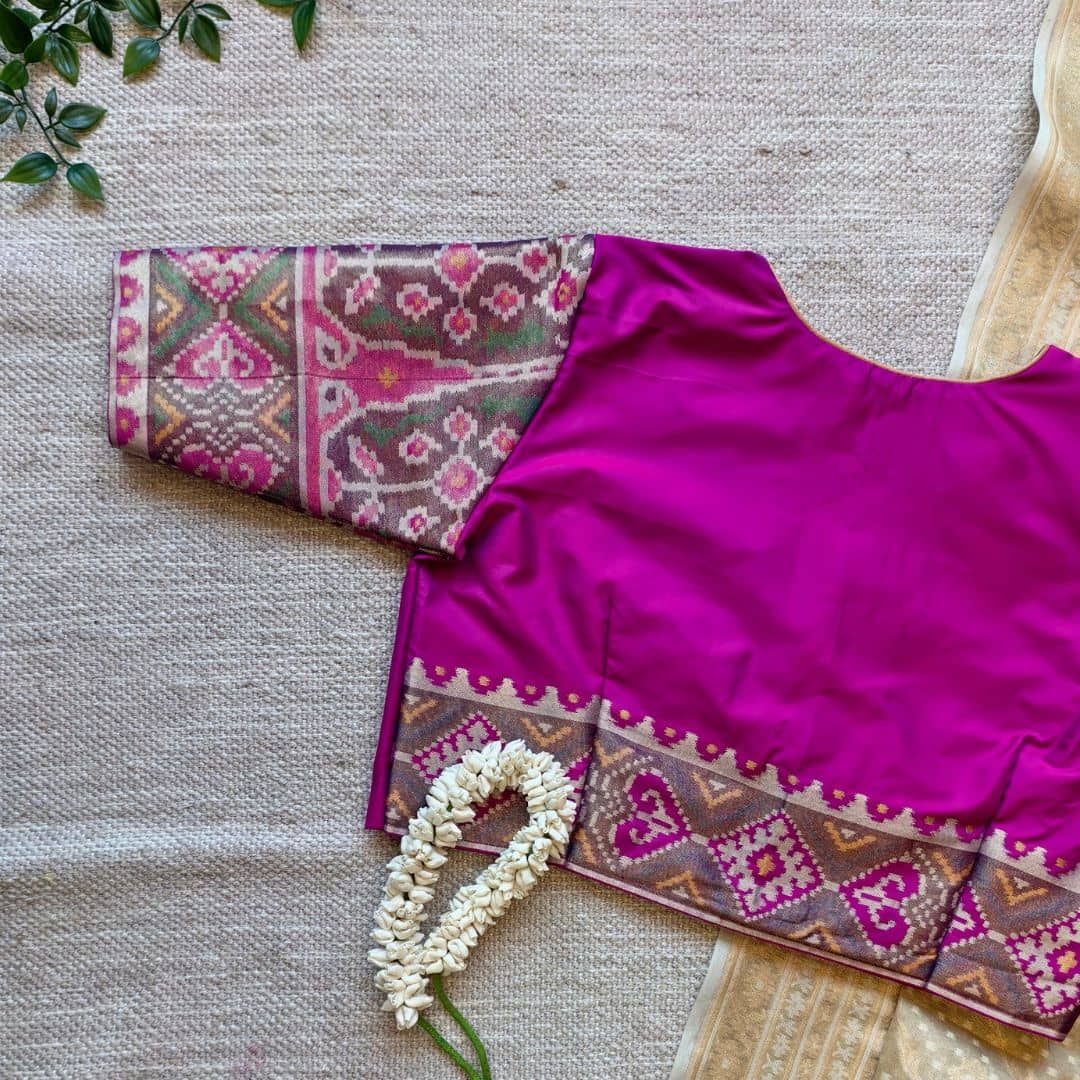 Magenta Pink Patola Sleeves Readymade Blouse