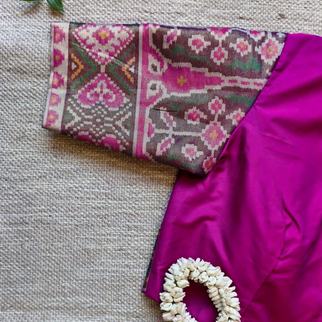 Magenta Pink Patola Sleeves Readymade Blouse