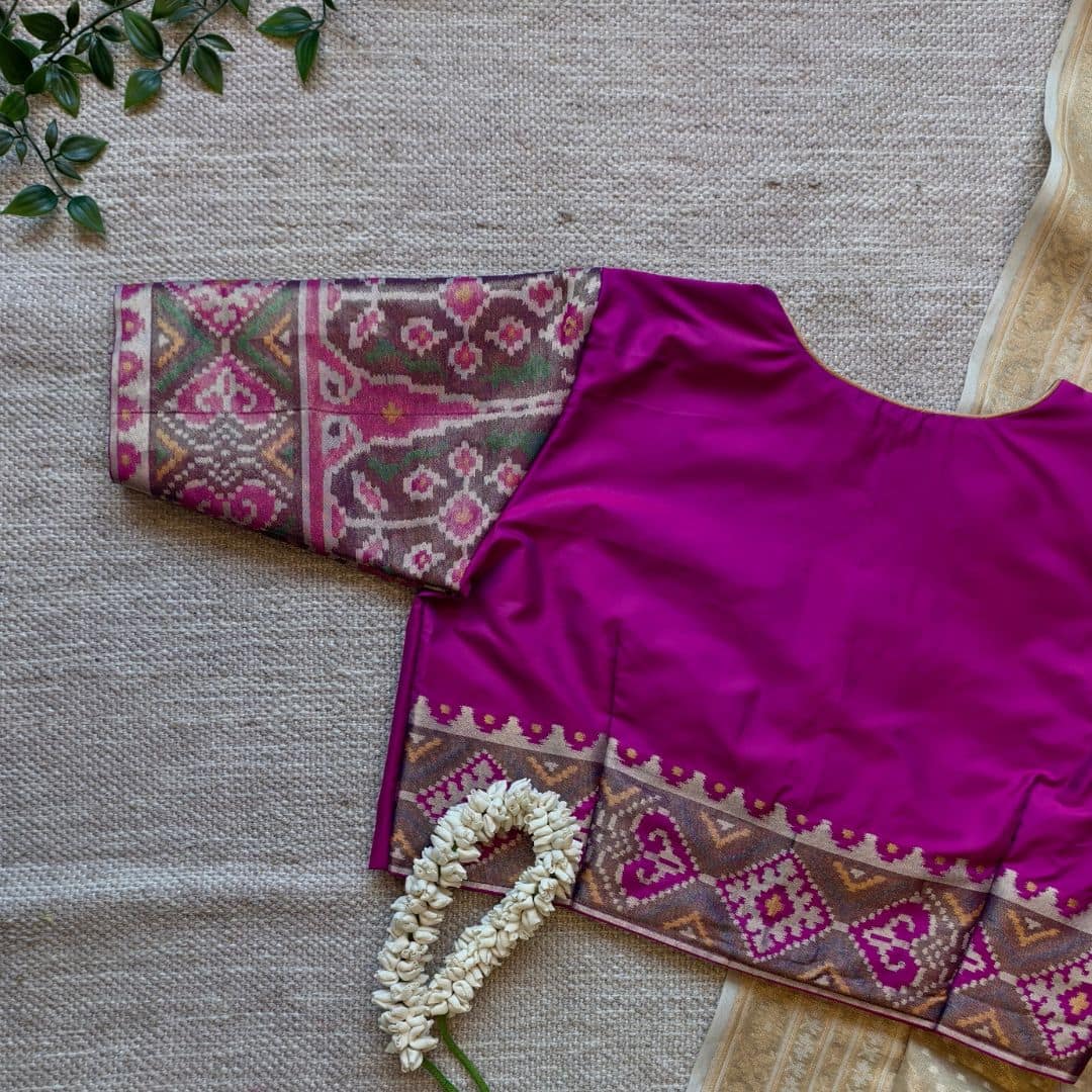Magenta Pink Patola Sleeves Readymade Blouse