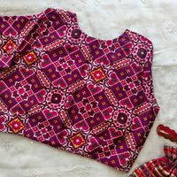 Magenta Red Brown Patola print Dola Silk Readymade Blouse | Godhuli