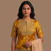 Mango Yellow Gaji Silk Aari Work Readymade Blouse | Godhuli
