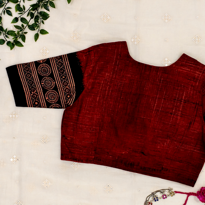 Maroon Abstract Brush Design Gamathi Blouse