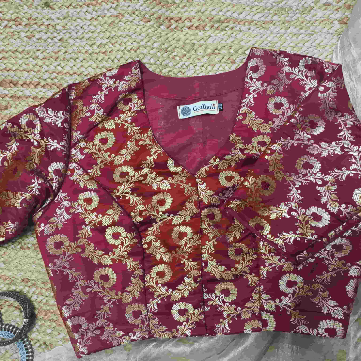Maroon Banarasi Brocade Readymade Blouse
