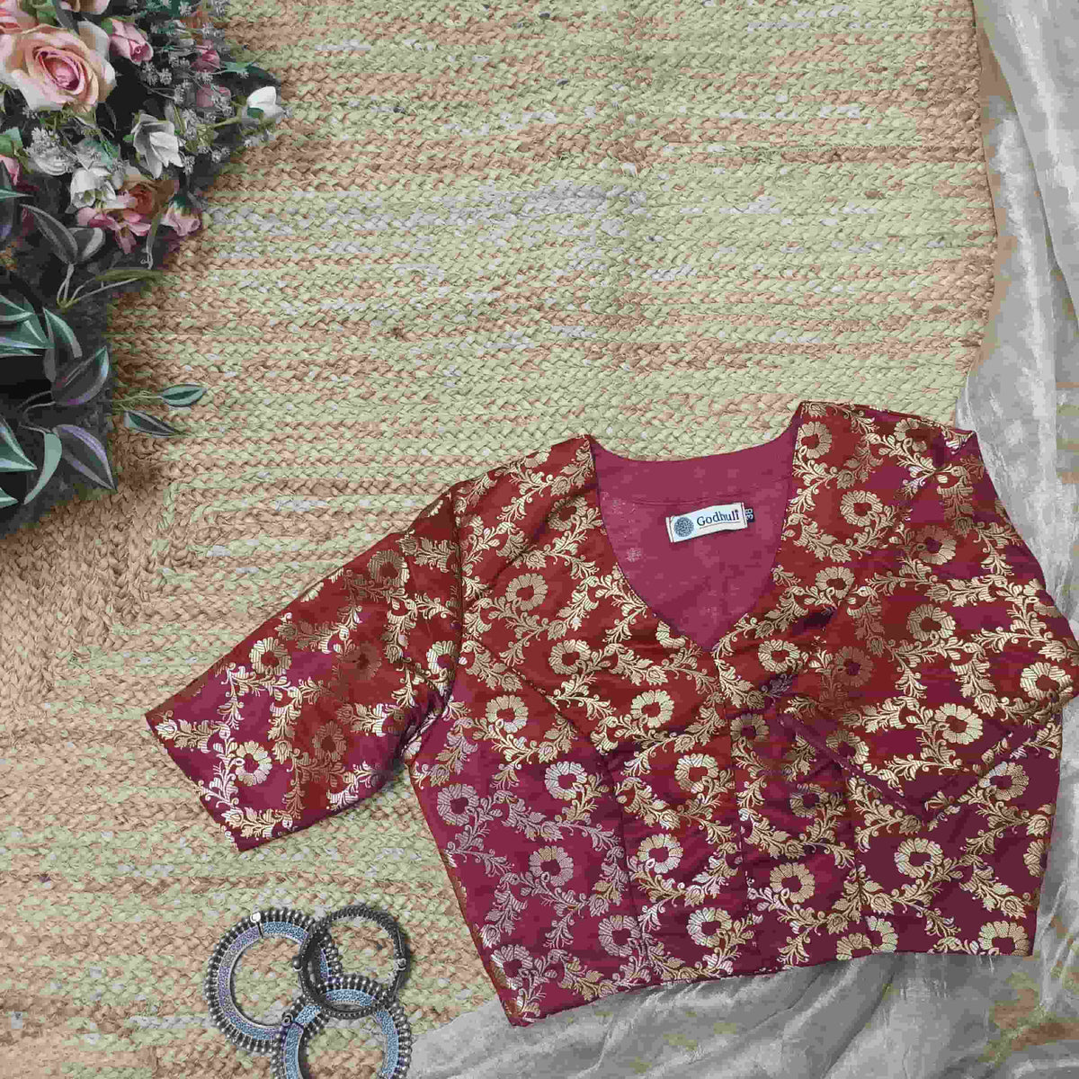 Maroon Banarasi Brocade Readymade Blouse