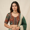 Maroon Dark Green Ikat Readymade Blouse | Godhuli