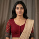 Maroon Dotted Gamathi Patola Sleeves Readymade Blouse | Godhuli