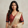 Maroon Gaji Silk Stripes Readymade Blouse | Godhuli