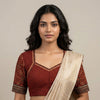 Maroon Gamathi Readymade Blouse with Patola Print Sleeves | Godhuli