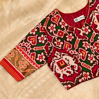 Maroon Green Navratan Design Patola Readymade Blouse | Godhuli