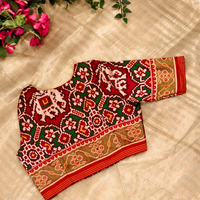 Maroon Green Navratan Design Patola Readymade Blouse | Godhuli