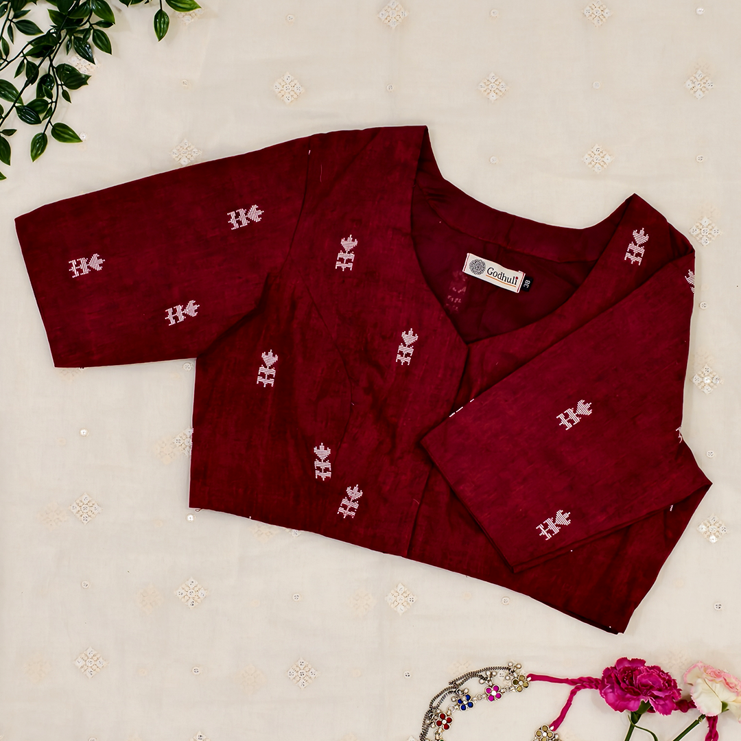 Maroon Jacquard Blouse