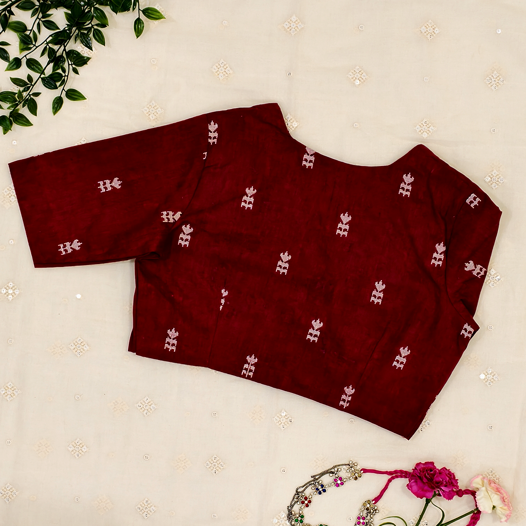 Maroon Jacquard Blouse