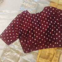 Maroon Zari Work Silk Readymade Blouse | Godhuli