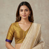 Mustard Gaji Silk Stripes Readymade Blouse | Godhuli