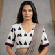 Off White-Black Ikat Readymade Blouse | Godhuli