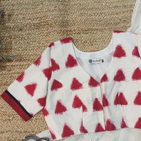 Off White-Red Ikat Readymade Blouse | Godhuli