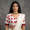 Off White-Red Ikat Readymade Blouse | Godhuli