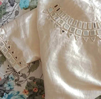Off White Gaji Silk Mirror work Readymade Blouse | Godhuli