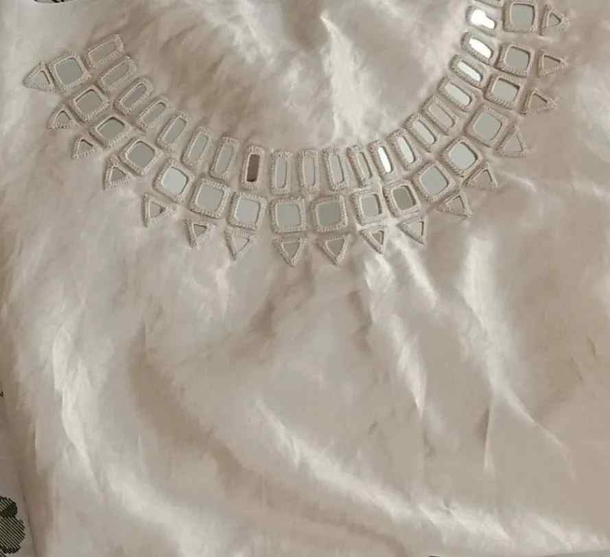 Off White Gaji Silk Mirror work Readymade Blouse | Godhuli