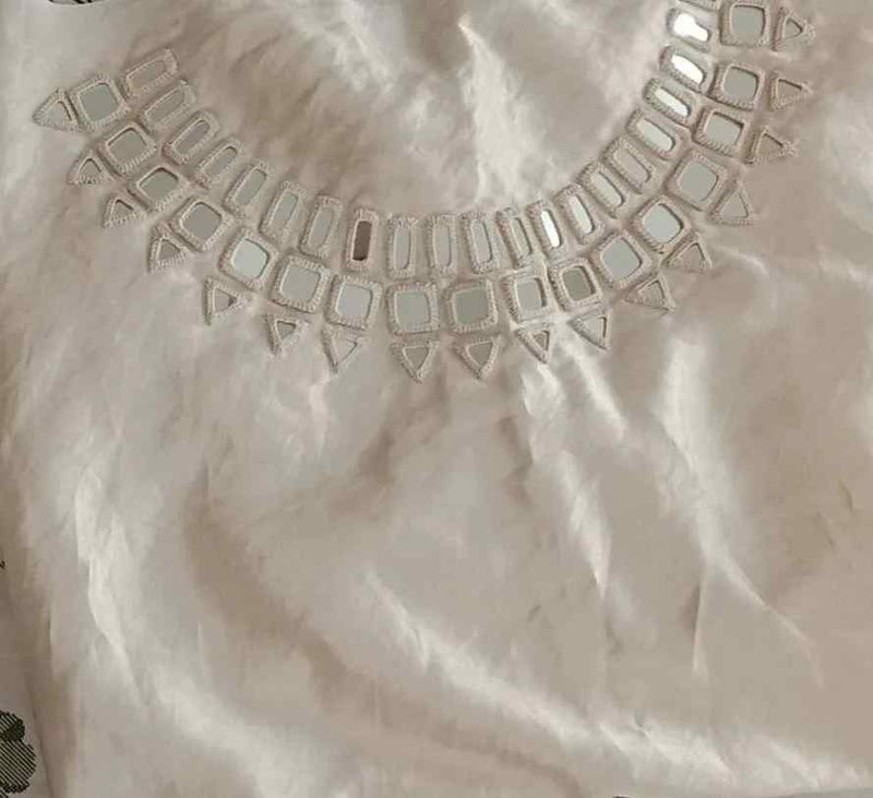 Off White Gaji Silk Mirror work Readymade Blouse | Godhuli